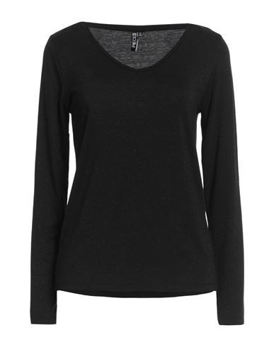 Pieces Woman T-shirt Black Size XS Viscose, Metallic fiber, Elastane | YOOX (US)