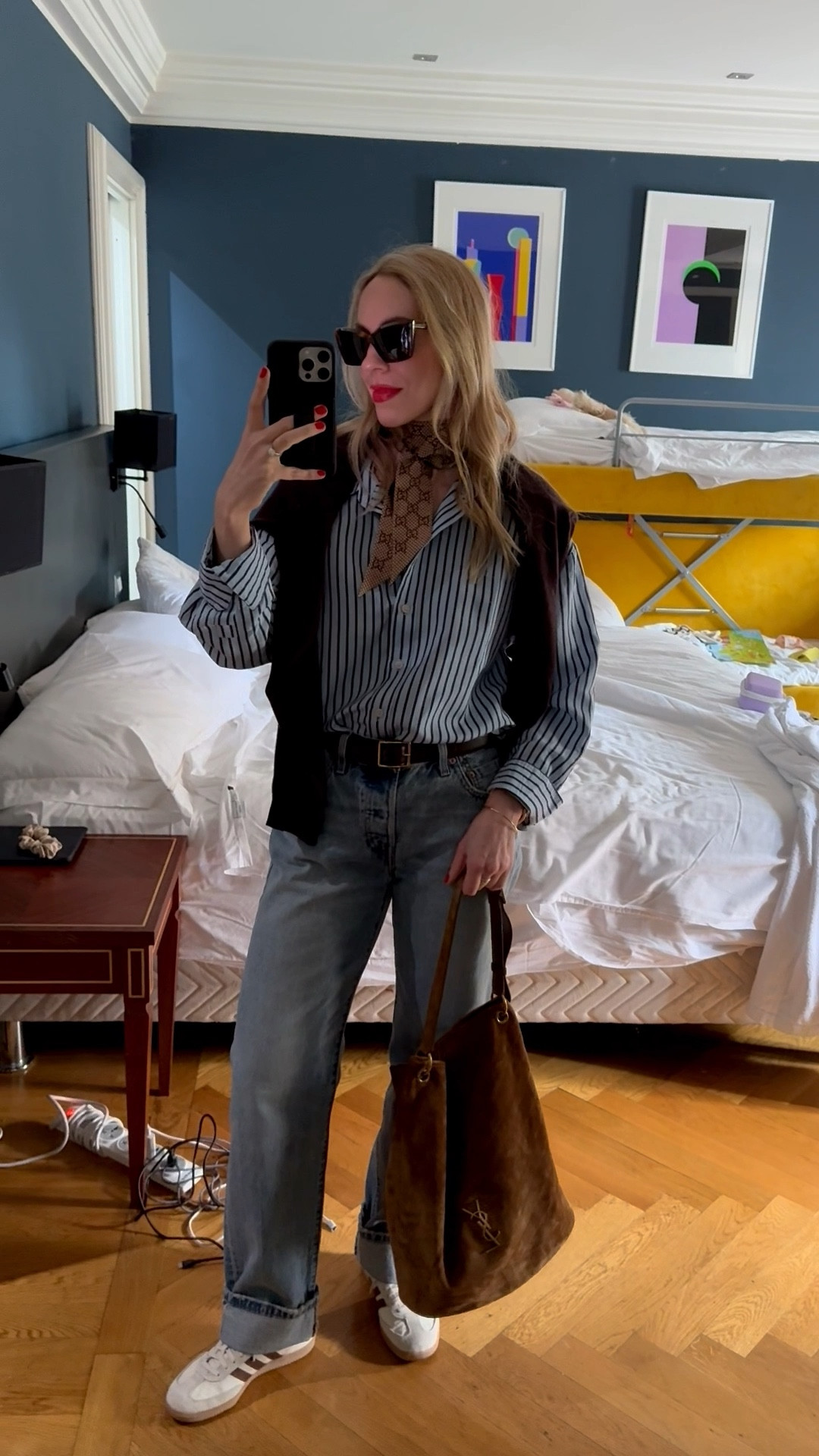 Jeans on sale @Shopbop 20% off! Code STYLE20

Spring outfit, @Zara blue striped shirt, Gucci silk scarf, @Levi's cuffed baggy jeans, Adidas Samba sneakers, suede YSL bucket bagg

#LTKootd #LTKTravel #LTKSeasonal