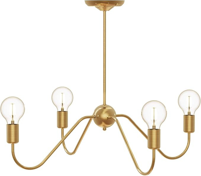 Electro bp;Cozy Style Barebulb 4-Arm Polished Gold Chandeliers Ceiling Lighting Fixtures,240W,27.... | Amazon (US)
