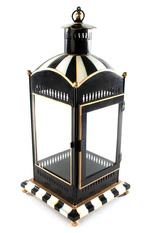 MACKENZIE CHILDS Courtly Stripe Candle Lantern in Black/White at Nordstrom | Nordstrom