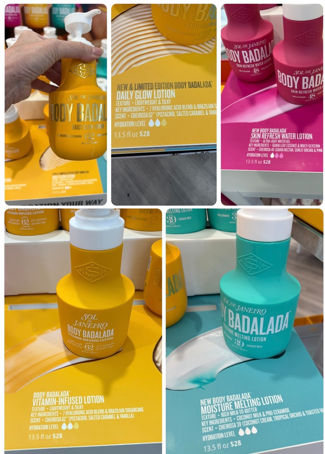 Have you seen the new Sol de Janeiro infused lotions?!! I can’t wait to try them. There are four different ones, four different results. I’m excited to try them all think I will start with the glow.. it’s a limited edition. It has 24 hour weightless, shimmering hydration in the scent ￼
CHEIROSA 62 
#soldejaneiro
￼