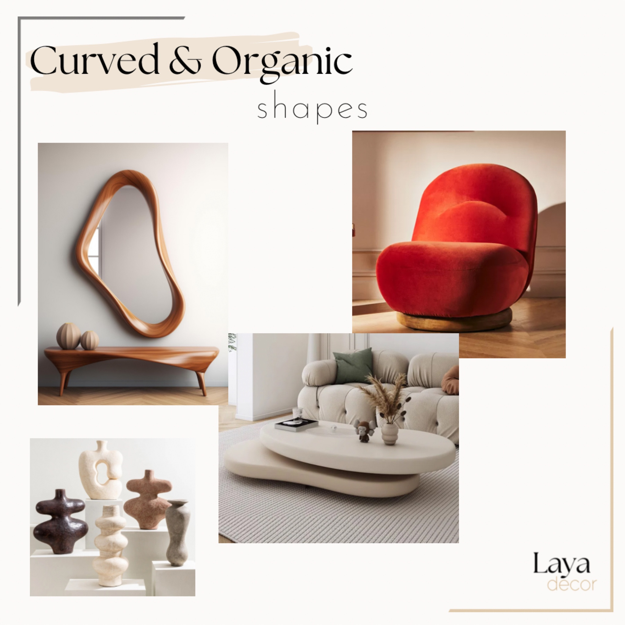 2025 trends in Interior design: Part 4

Curved and Organic shapes: Furniture and decor with soft, curved lines bring an organic and soothing quality to spaces. From rounded sofas to circular coffee tables, these shapes add fluidity and elegance.

How to Incorporate This Trend:
1. Look for curved sofas or lounge chairs.

2. Incorporate round mirrors or sculptural lighting fixtures.

3. Add decor items like oval vases or soft-edged shelving units.


 

#LTKHome