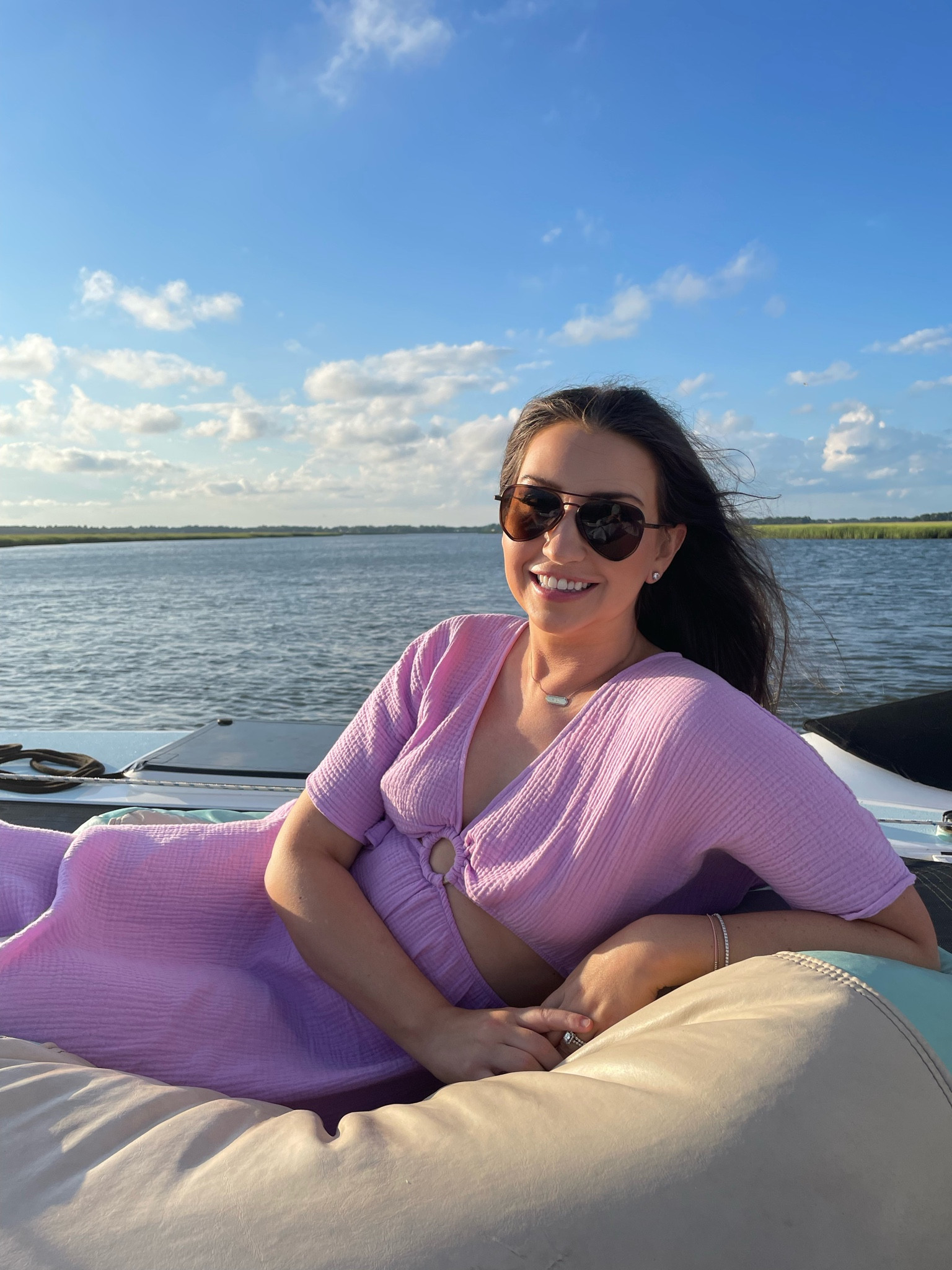 The perfect cut out maxi dress for vacation or a warm night out! I wore this purple dress on a sunset sail 💜 lavender dress, resort wear, holiday

#LTKtravel #LTKstyletip #LTKsalealert