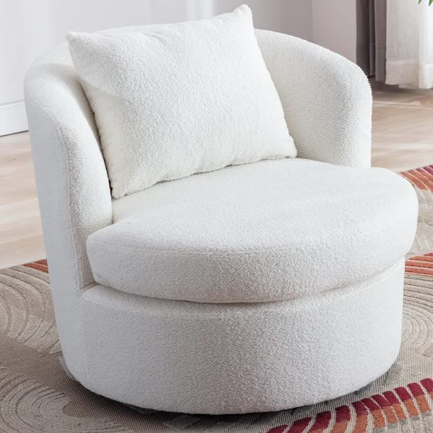 INZOY Swivel Barrel Chair with Lamb Wool Fabric, Swivel Accent Chair Sherpa Chair with Plump Pill... | Amazon (US)