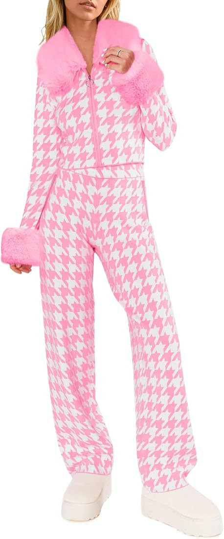 Yousify Winter Sweater Sets Ski Outfits for Women Color Block Skiing Clothes | Amazon (US)