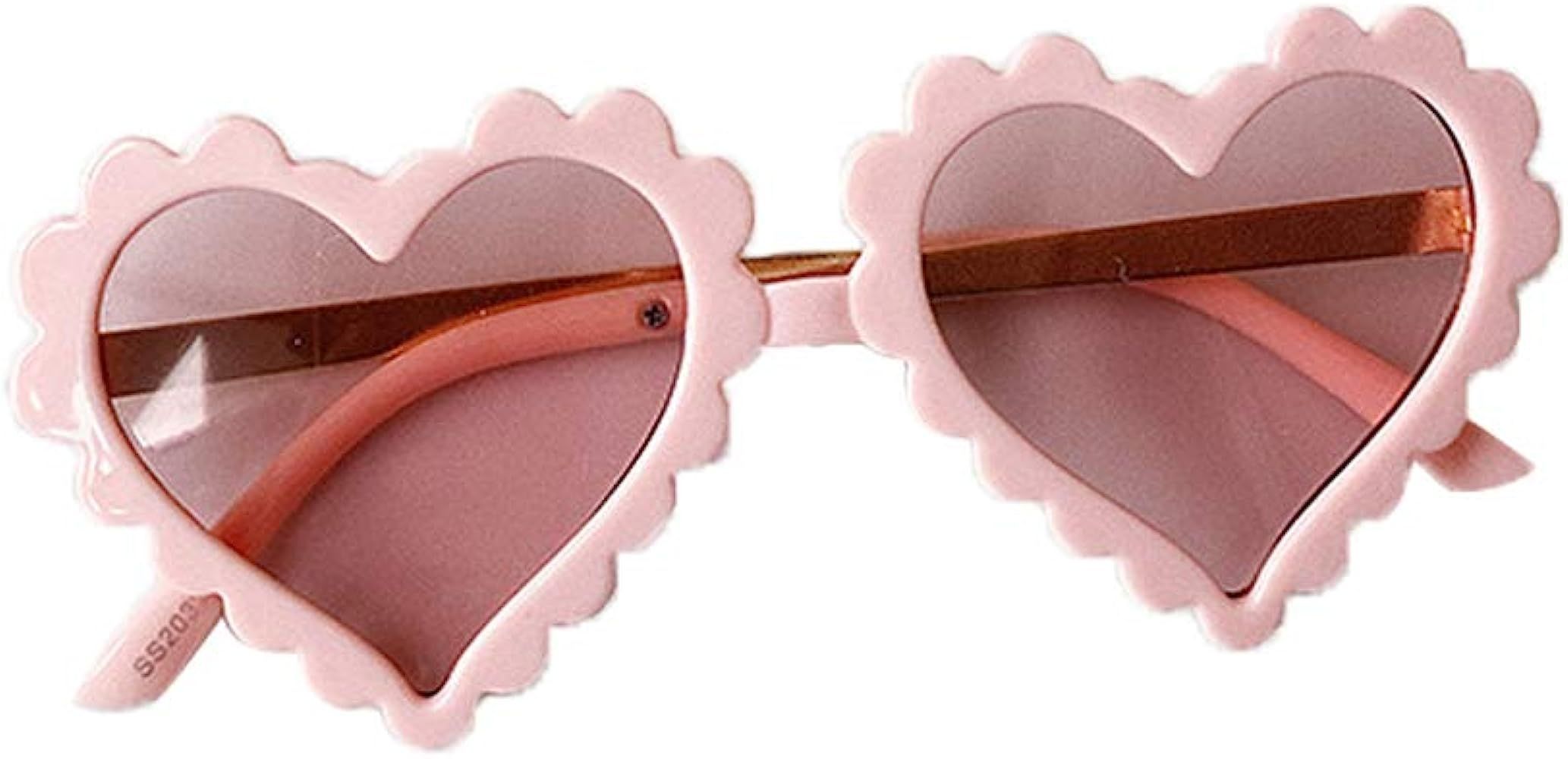 Springcmy Kids Girl Heart Shaped Sunglasses Anti-UV Vintage Baby Party Beach Photography Eyewear | Amazon (US)