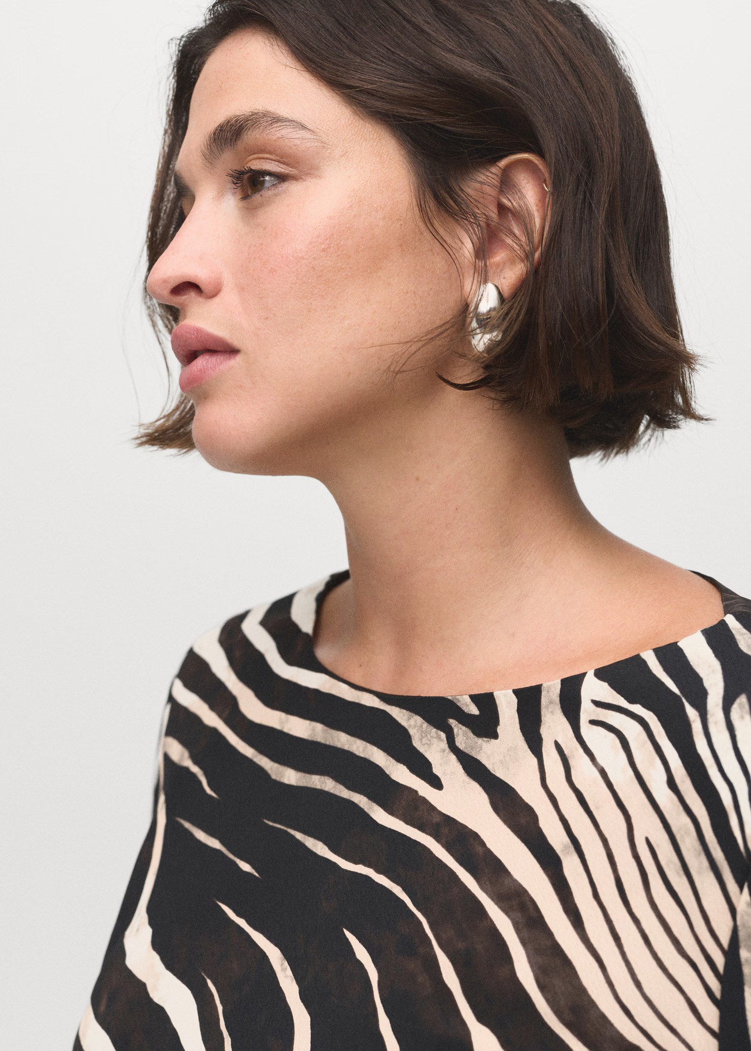 Zebra-print dress with flared sleeves - Women | MANGO USA | Mango (US/MX/AU)