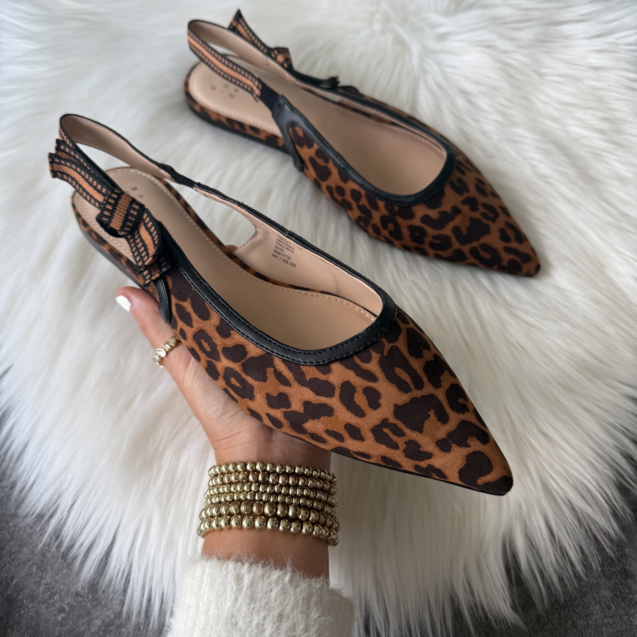 Women's London Lace Sling Back leopard Bow Flats - A New Day run true to size 