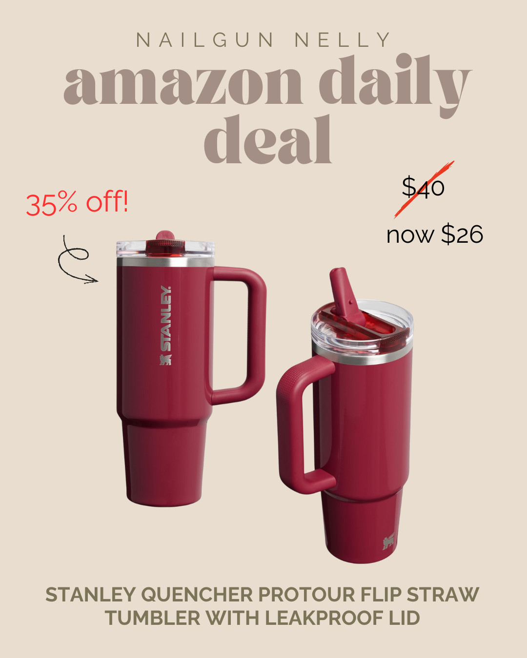 Amazon Daily Deal! - STANLEY Quencher ProTour Flip Straw Tumbler with Leakproof Lid 

 #LTKActive #LTKSaleAlert #LTKTravel