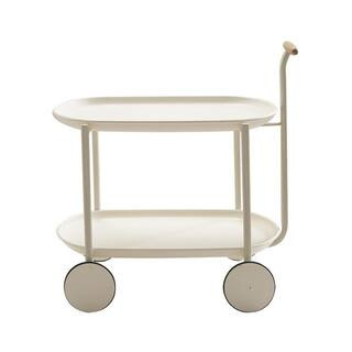 FUNKOL 2-Tier Ivory Iron Rolling Kitchen Utility Cart with 4 Wheels and 1 Metal Hand-push Frame R... | The Home Depot