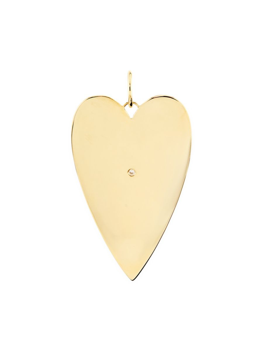 14K Yellow Gold & 0.01 TCW Diamond Heart Pendant | Saks Fifth Avenue