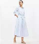 Striped Poplin Tie Front Pocket Shirtdress | LOFT