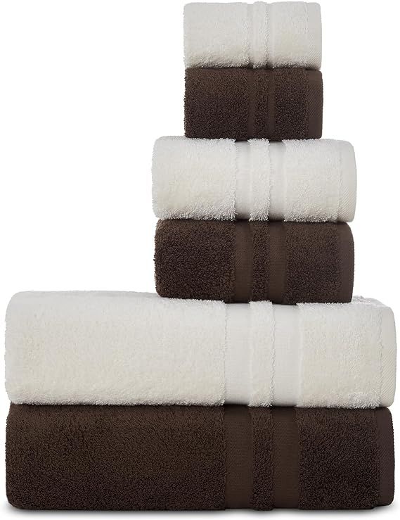COTTON FINE 6 Piece Mix Bath Towel Set, 100% Original Turkish Cotton with Extra Softness, Mix Set... | Amazon (US)