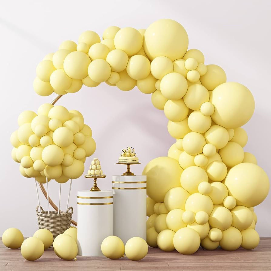 Amazon.com: RUBFAC 129pcs Pastel Yellow Balloons Different Sizes 18 12 10 5 Inches Light Yellow B... | Amazon (US)