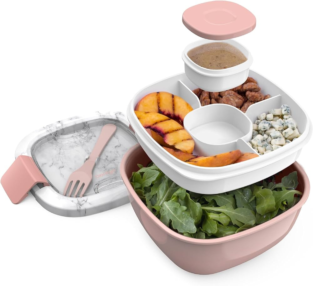 Bentgo All-in-One Salad Container - Large Salad Bowl, Bento Box Tray, Leak-Proof Sauce Container,... | Amazon (US)