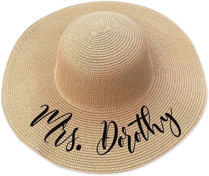 Personalized Bachelorette Floppy Sun Hat Bridal Wedding Party Summer Beach Hat | Amazon (US)