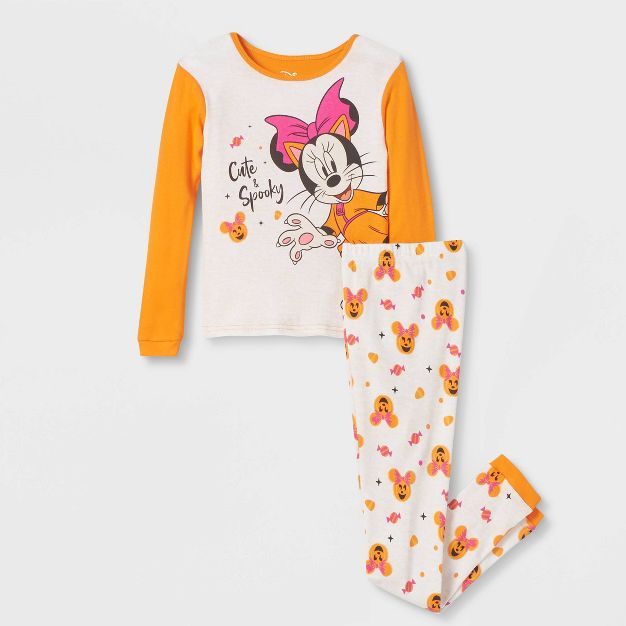 Girls' Minnie Mouse Halloween 2pc Pajama Set - Orange | Target