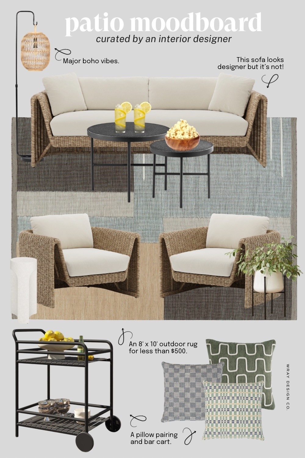 To celebrate the first day of Spring, I’ve pulled together this patio moodboard from @Article! I’m digging the curved lines and the slight boho look of that wicker side and matching chairs. Also, a bar cart for outside? Brilliant! And that terrazzo player and side table is calling my name.

#LTKHome #LTKvlog #LTKSeasonal