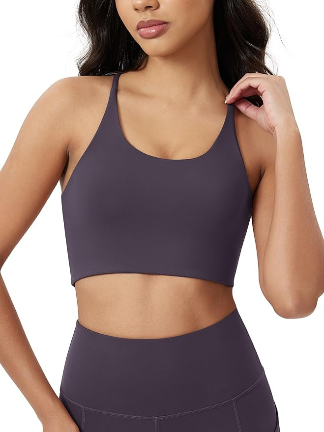 ODODOS Halter Sports Bra for Women Non Padded Strappy Cropped Tops Workout Yoga Crop | Amazon (US)