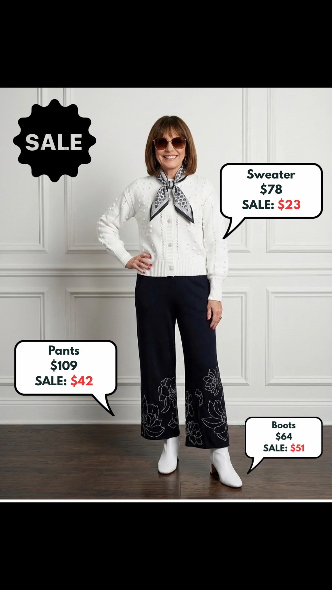 Crushing on the white embroidery on these pants!! Stretch waist - Fits TTS - wearing size small - The White Sweater can be worn unbuttoned 
‼️ ALL on SALE ‼️ 
Workwear- Office Outfit - Travel - Vacation- Dinner Date - Casual Chic 

Follow my LTK @fashionistanyc on the @shop.LTK app to view this post and get my exclusive app-only content!

#liketkit #LTKootd #LTKSaleAlert #LTKdayinmylife #LTKWorkwear #LTKSeasonal #LTKgrwm
@shop.ltk
https://liketk.it/5T0Cu 