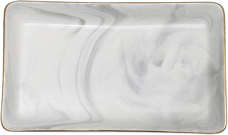 Marble Ceramic Ring Dish Jewelry Dish Ring Holder Jewelry Organizer with Golden Edged Home Decor ... | Amazon (US)