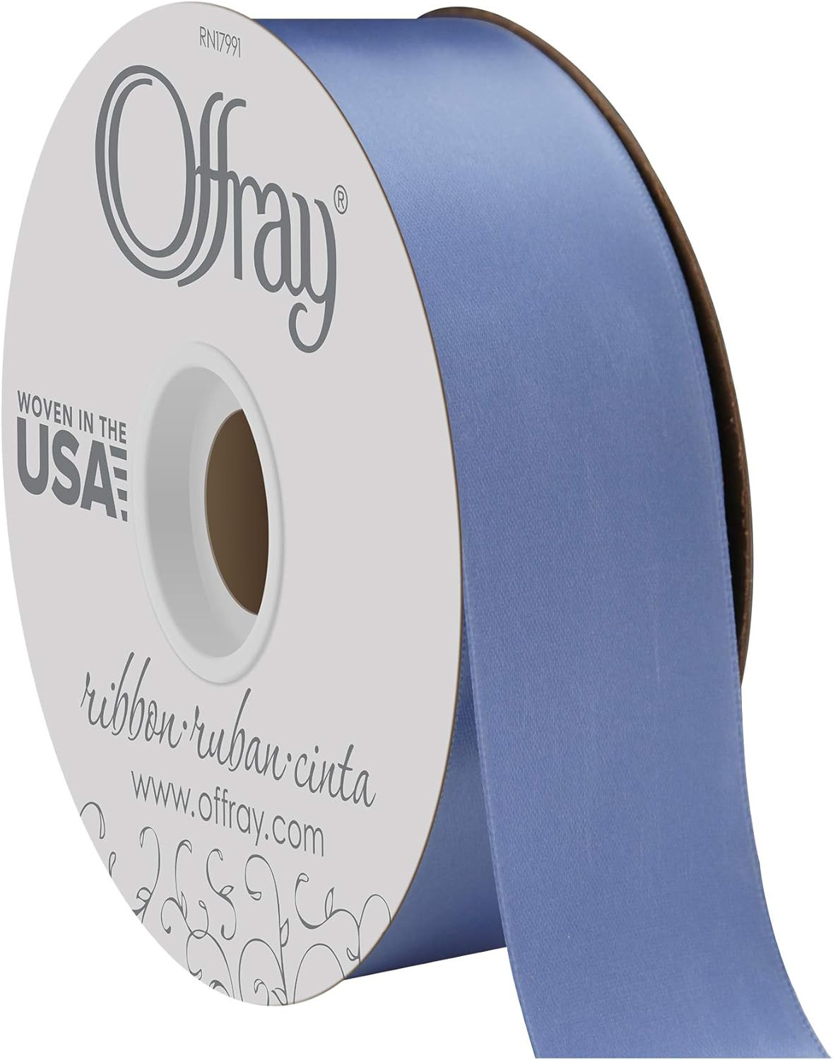 Offray Berwick 1.5" Wide Double Face Satin Ribbon, True Blue, 50 Yds | Amazon (US)