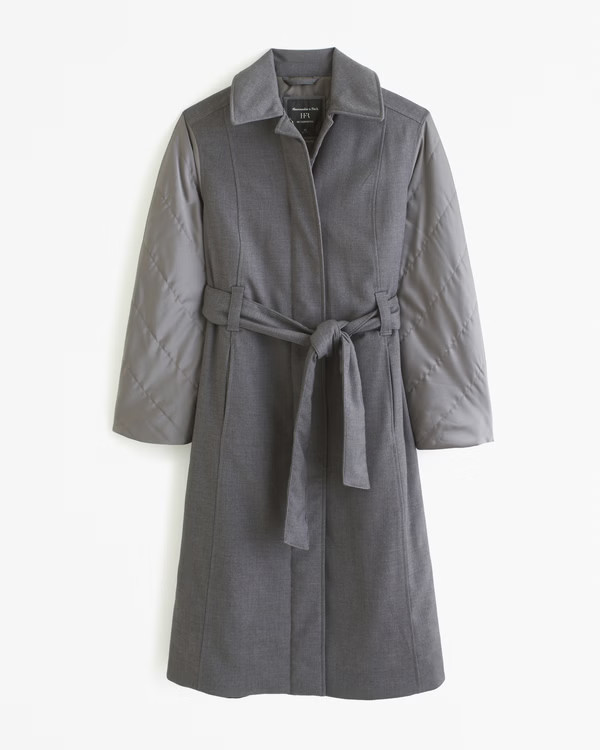 Women's Quilted Sleeve Trench Coat | Women's Clearance | Abercrombie.com | Abercrombie & Fitch (US)