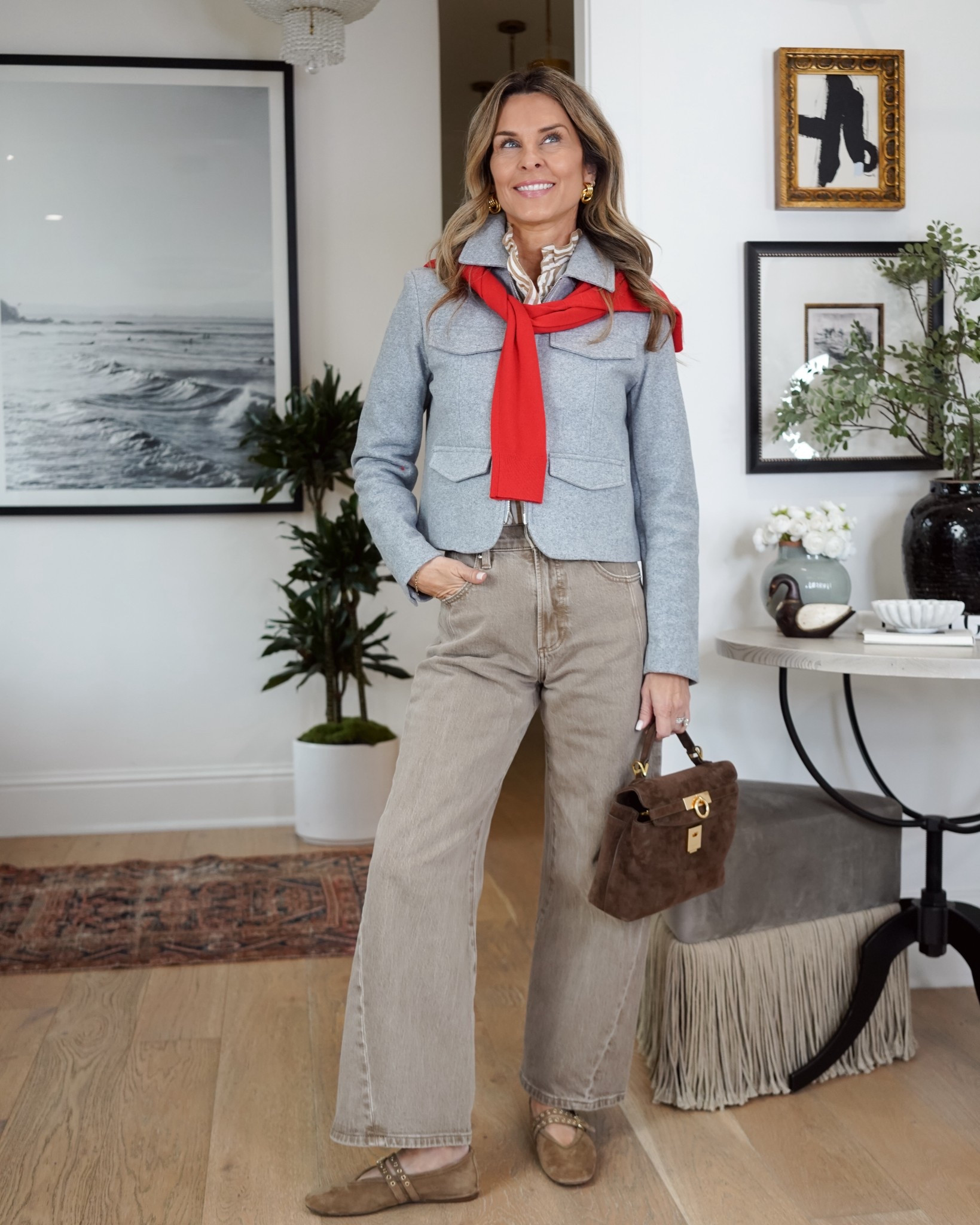 I’m 5’6”
-Jeans fit TTS DISCOUNT CODE Tammy15
-Sezane blouse is a favorite cute in the new tan stripe! 
-Gray EVEREVE jacket is a favorite & re-stocked! Sz Small 
-Flats TTS 

#LTKOver40 #LTKootd #LTKSeasonal