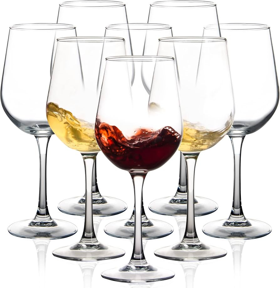 Fully Tempered Wine Glasses set of 8, 15.5 oz Durable Red Wine Glasses for Wedding, Party, Dishwa... | Amazon (US)