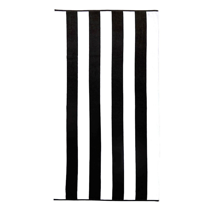 Cabana Black & White Striped Reversible Beach Towel, 40x70 | At Home