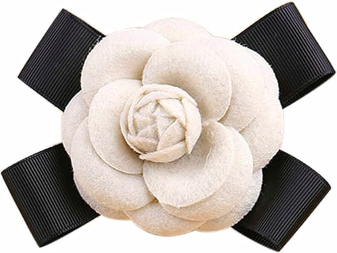 80Hou Elegant Wool Camellia Flower Brooch Vintage Bow Floral Pin | Amazon (US)