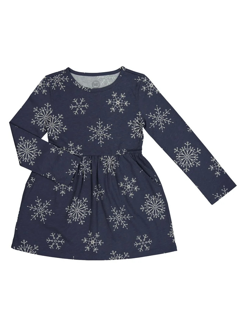 Wonder Nation Girls Long Sleeve Play Dress, Sizes 4-18 & Plus | Walmart (US)