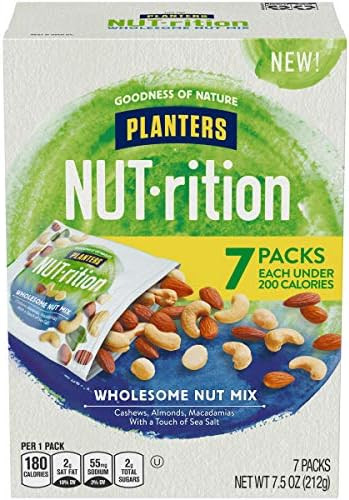 Amazon.com : PLANTERS NUT-rition Wholesome Nut Mix, 7.5 oz Box (Contains 7 Individual Pouches) - ... | Amazon (US)