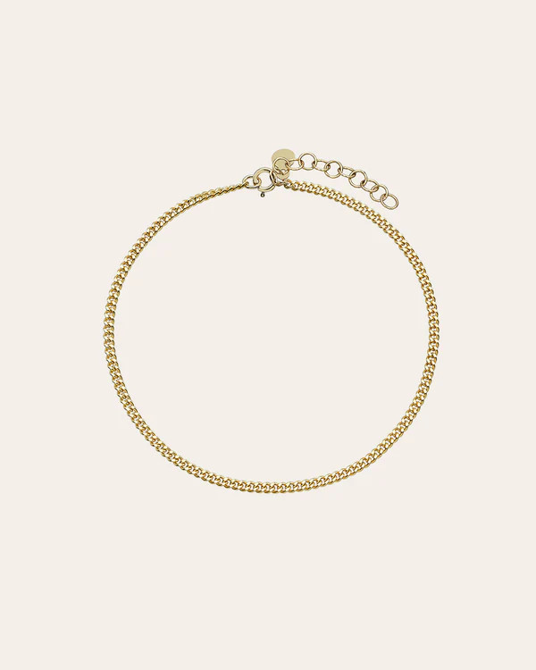14k Gold Small Curb Link Chain Bracelet | Zoe Lev Jewelry
