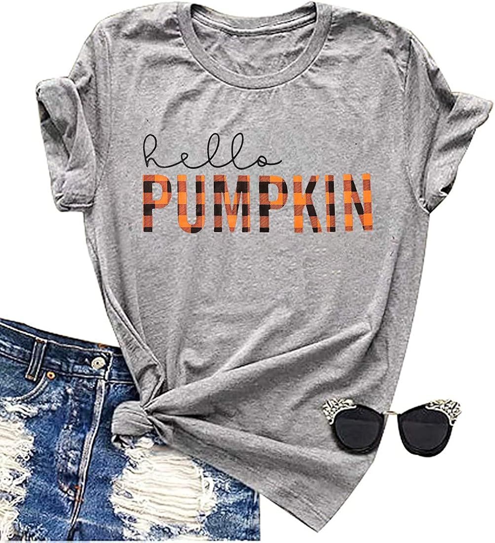 Pumpkin T-Shirts for Women Fall Pumpkin Shirts Halloween Pumpkin Shirt Top Casual Autumn Thanksgi... | Amazon (US)