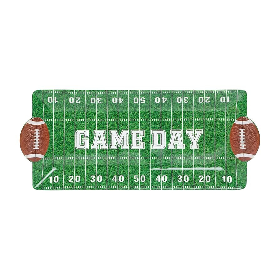 UPware Football-Themed Melamine Snack Tray with Football-Shaped Handles, Rectangular Game Day Ser... | Amazon (US)