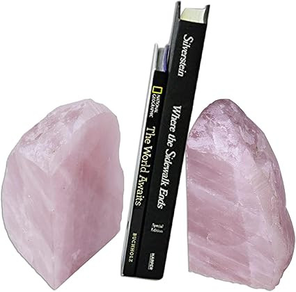 Amazon.com: AMOYSTONE Rose Quartz Crystal Rock Bookends Pink Book Ends for Book Office Home, 3-4 ... | Amazon (US)