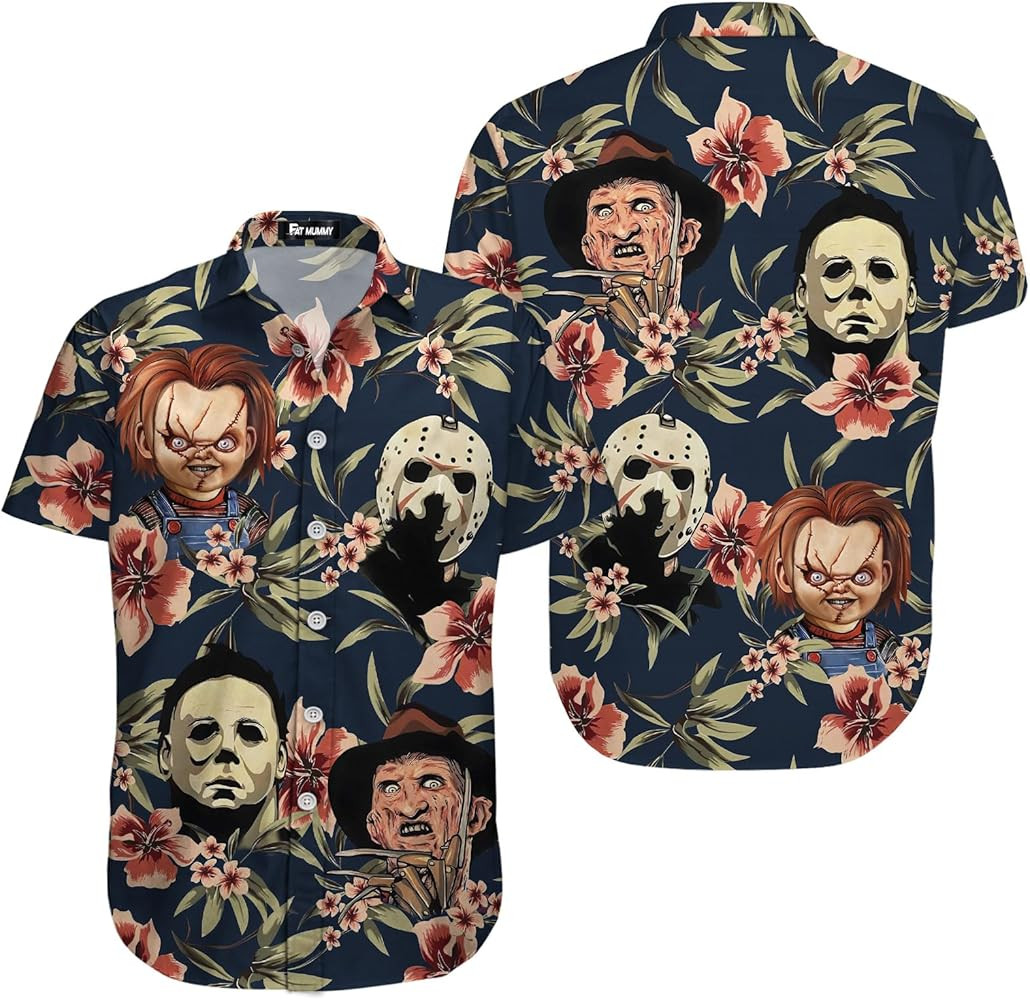 Mens Halloween Hawaiian Shirt, Horror Friends Shirts for Men Women Short Sleeve | Amazon (US)