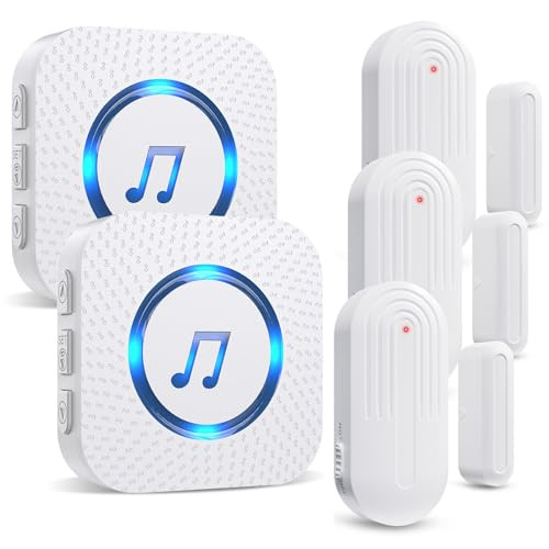 SanJie Door Sensor Chime for Door Opens, Business/Home/Office/Store, 500 FT Range, 26 Chimes, 5 Adjustable Volume, 3 Sensors + 2 Receivers | Amazon (US)