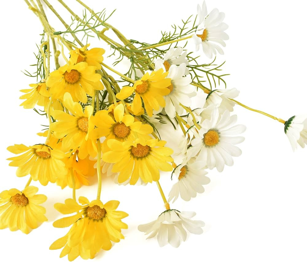 Artificial Daisy Flowers 6 Bundles 21” Faux Silk Daisy Flowers with Stems for Home Garden Vase ... | Amazon (US)