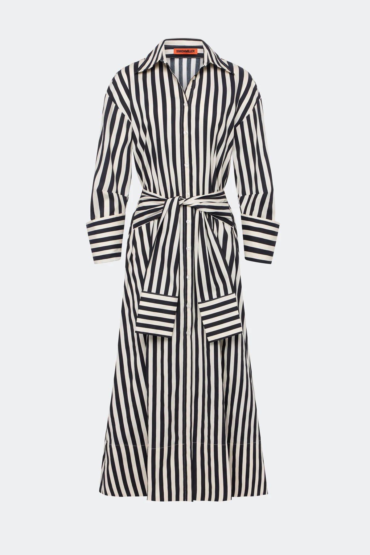 Inna Poplin Maxi Dress In Black/White Stripe | Simon Miller