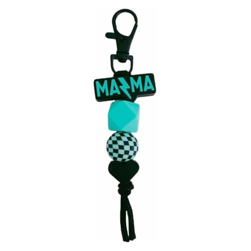 Jgrprlq Mama Keychain Checkered Turquoise Mom Key Ring for Car Keys Purse Backpack Mom Birthday Gifts Mothers Day Gift | Amazon (US)