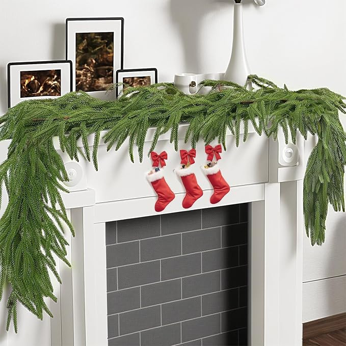 bedee Christmas Garland, 6 ft Norfolk Pine Garland with Light, Real Touch Artificial Plants for I... | Amazon (US)