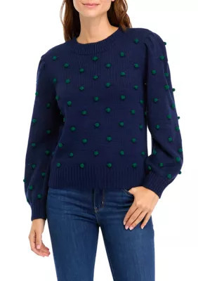 Crown & Ivy Women's Pom Pom Sweater, Medium | Belk