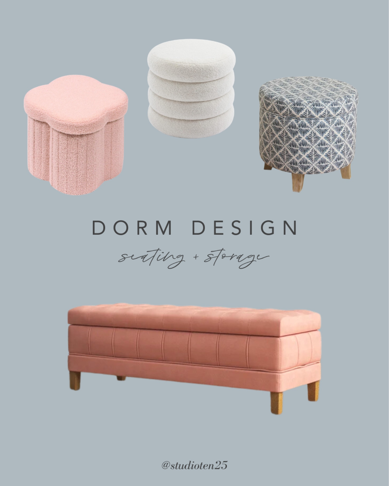 Seating with storage, perfect for your dorm room. 

#LTKstyletip #LTKU #LTKfindsunder100