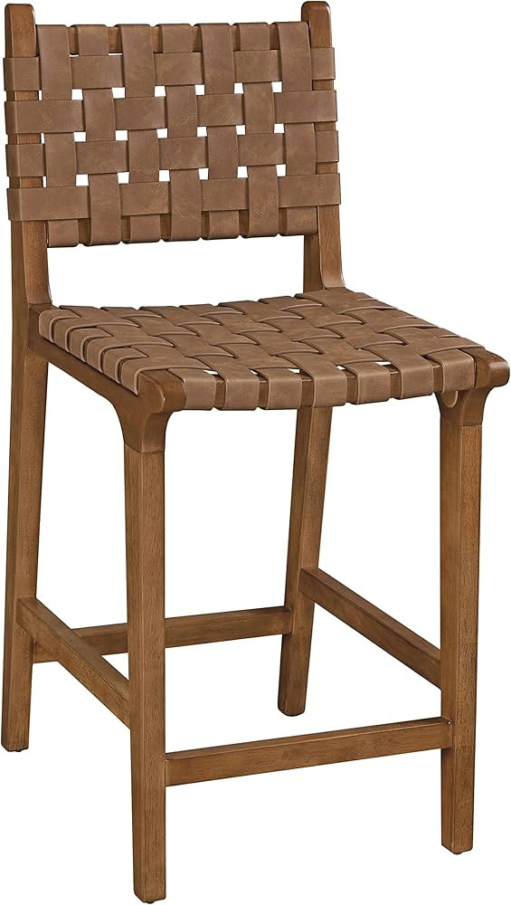 Ball & Cast Kitchen Island Bar Stool Faux Leather Woven Counter Stool with Wood Frame, 24 inch Seat  | Amazon (US)