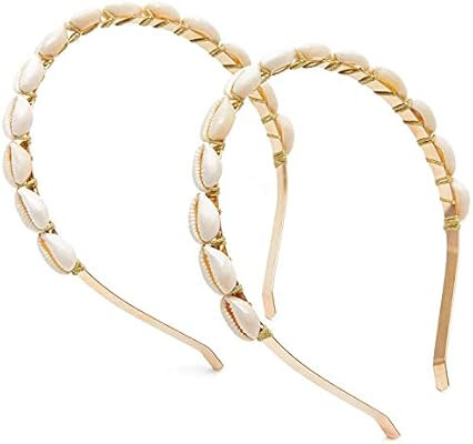 Puka Seashell Headband for Women (0.3 In, 2-Pack) | Amazon (US)