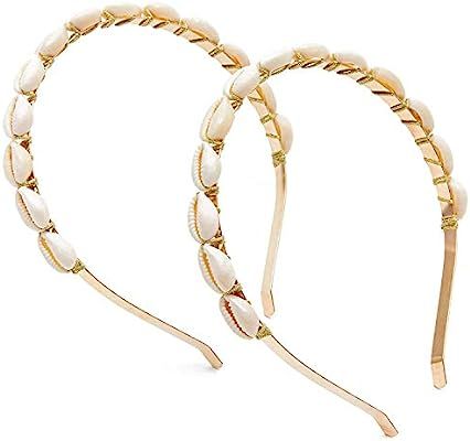 Puka Seashell Headband for Women (0.3 In, 2-Pack) | Amazon (US)