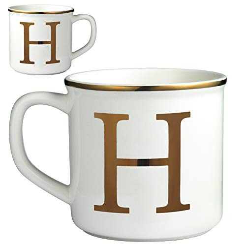 Miicol Ceramic Coffee Mug 16 oz, Monogram Coffee Cup, Golden Initial Tea Mug, Personalized Tea Cup, Unique Gift, Large Mug for Home, Office, Letter H | Amazon (US)