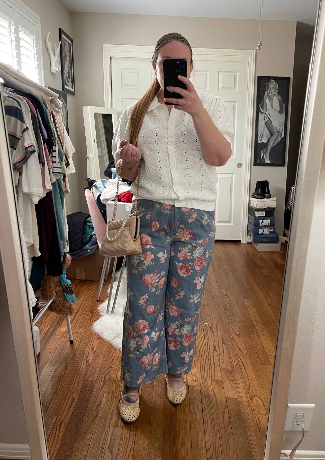 Floral jeans from Amazon, 
wearing a size large at 5’4"
Amazon jeans, spring style, spring outfit, knit sweater, short sleeve sweater, cardigan sweater, Mary Jane flats, state flats, rattan flats, petite jeans

#LTKMidsize #LTKootd #LTKPetite